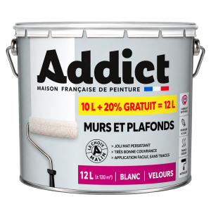 Peinture Murs et Plafonds ADDICT Finition Velours 10L + 20% Gratuit