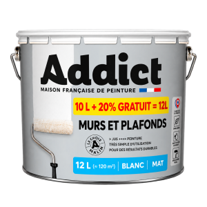 Peinture Murs et Plafonds ADDICT Finition Mate 10L + 20% Gratuit