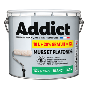 Peinture Murs et Plafonds ADDICT Finition Satinée 10L + 20% Gratuit
