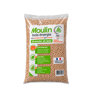 Granulés de bois Moulin Bois Énergie 100% résineux – Sac 15 kg